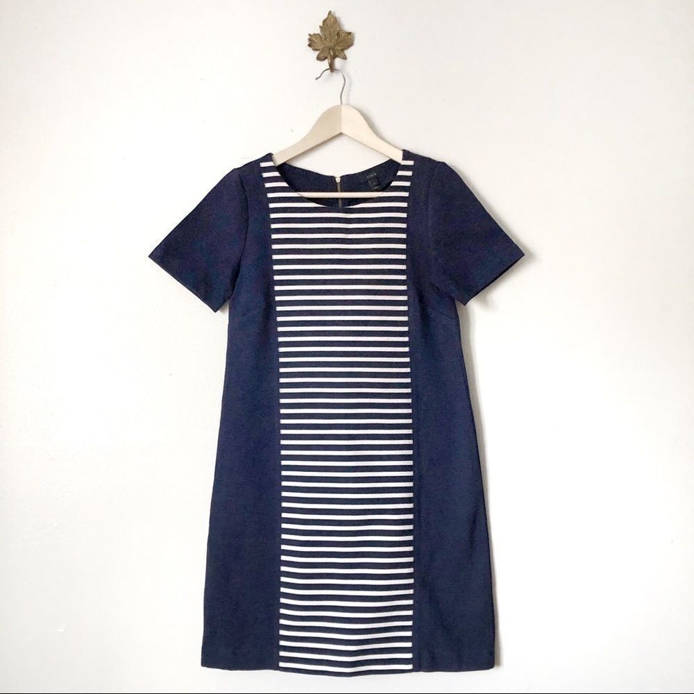 J. Crew Nautical Stripe Midi Shift Dress Size 4